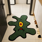 Green One-Eyed Monster Irregular Area Rug