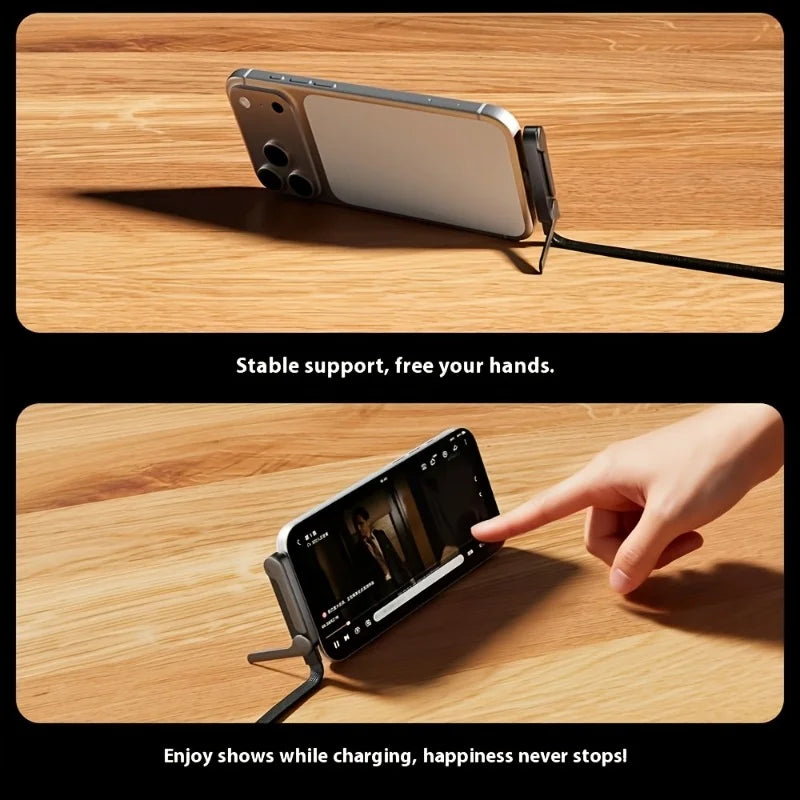 240W Braided USB-C Cable with Angled Phone Stand