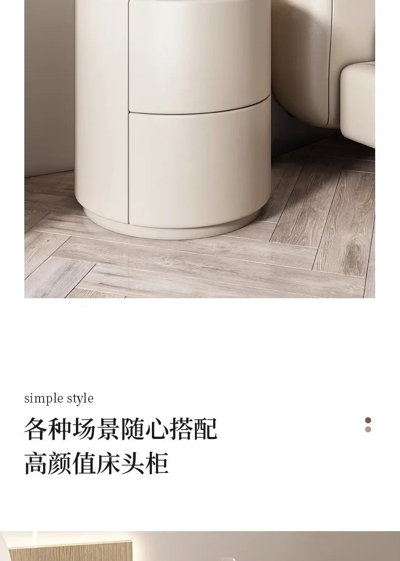 Round Solid Pine Wood Nightstand