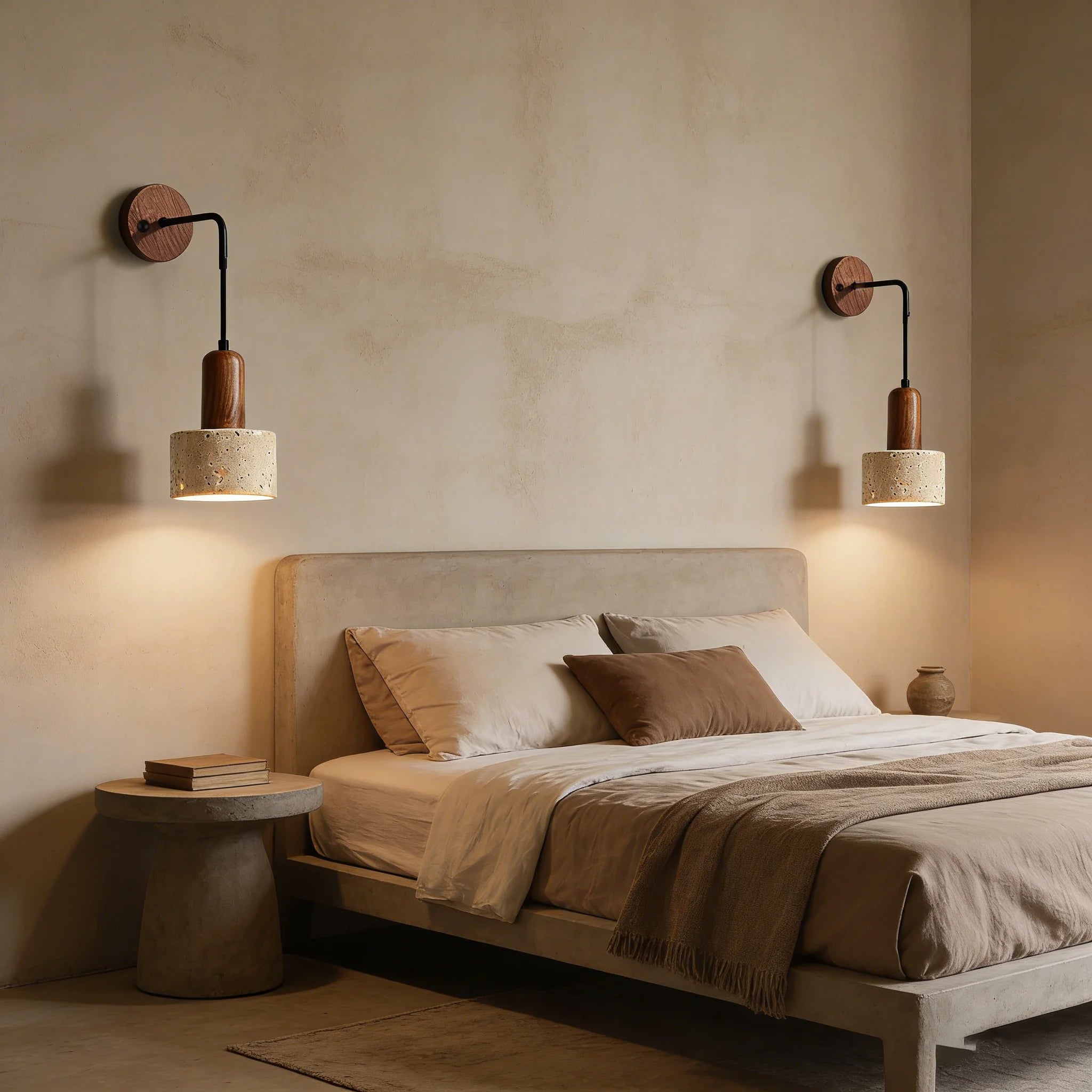 Yellow Travertine Stone Wall Lamp