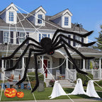 Giant Black Plush Halloween Spider Decoration