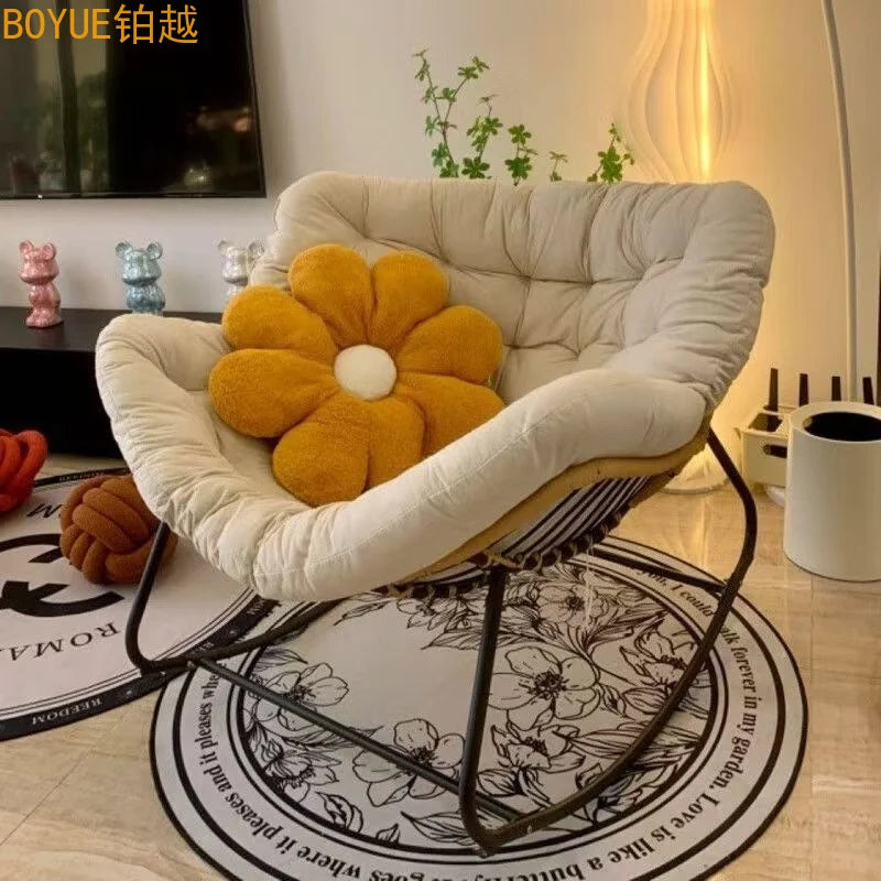 Oversized Cushioned Metal Rocking Chair