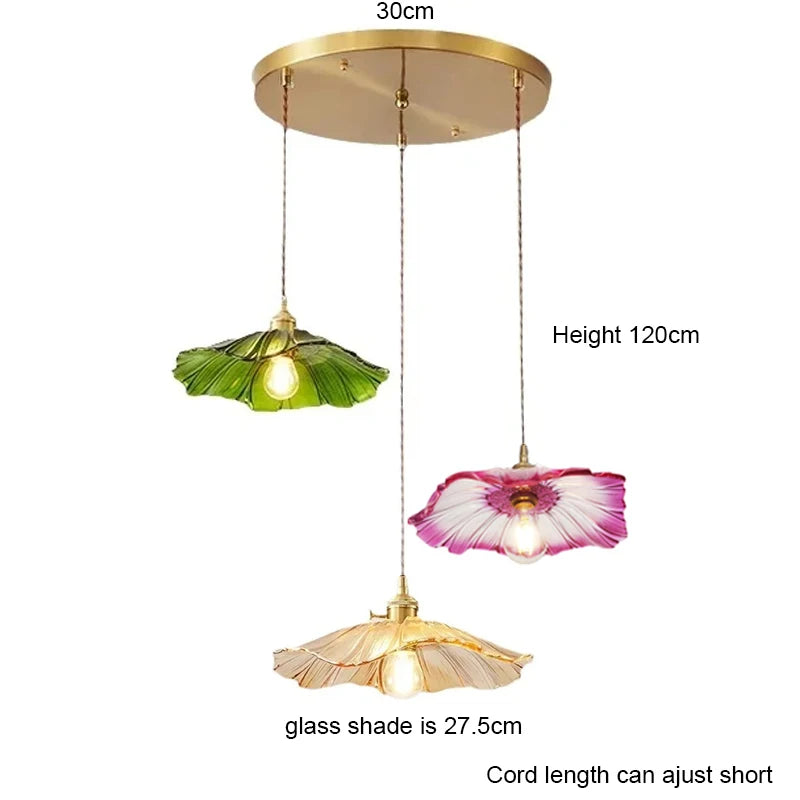 Vintage Flower Glass Pendant Light
