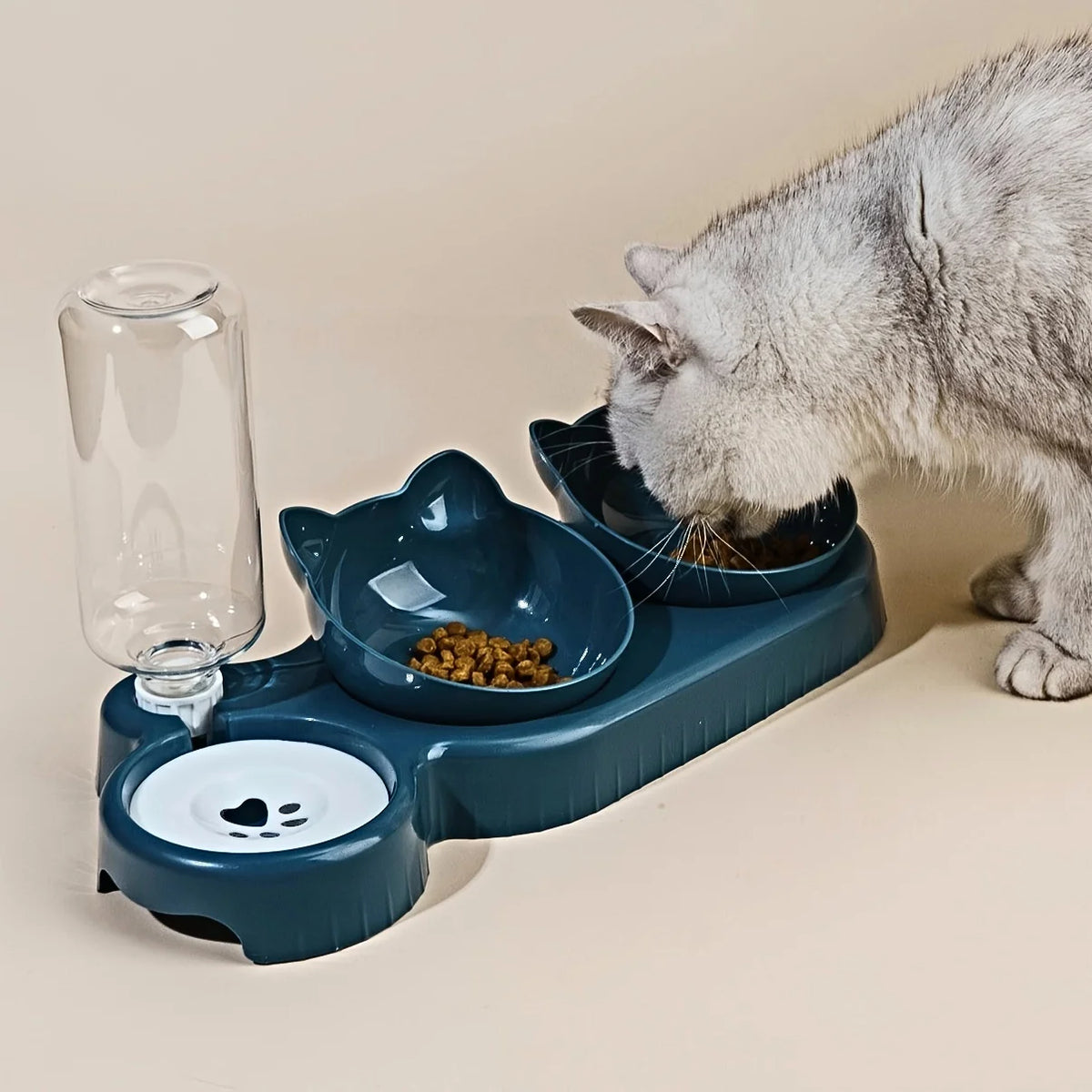 3-in-1 Cat Bowl & Gravity Water Feeder Set