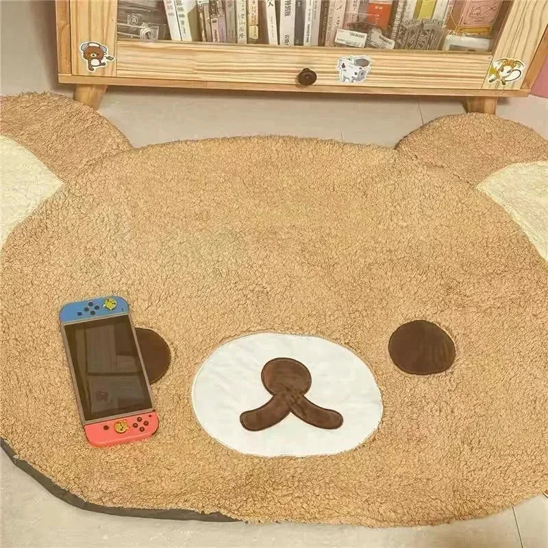 Relaxed Bear Style Plush Bedside Rug