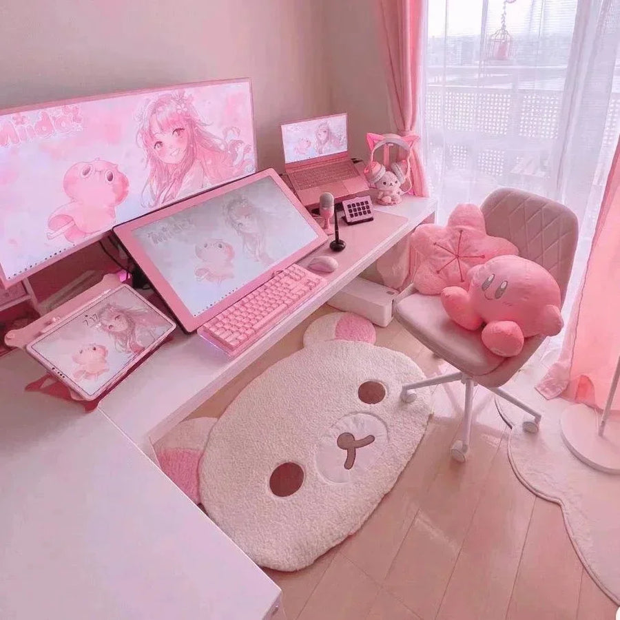 Relaxed Bear Style Plush Bedside Rug