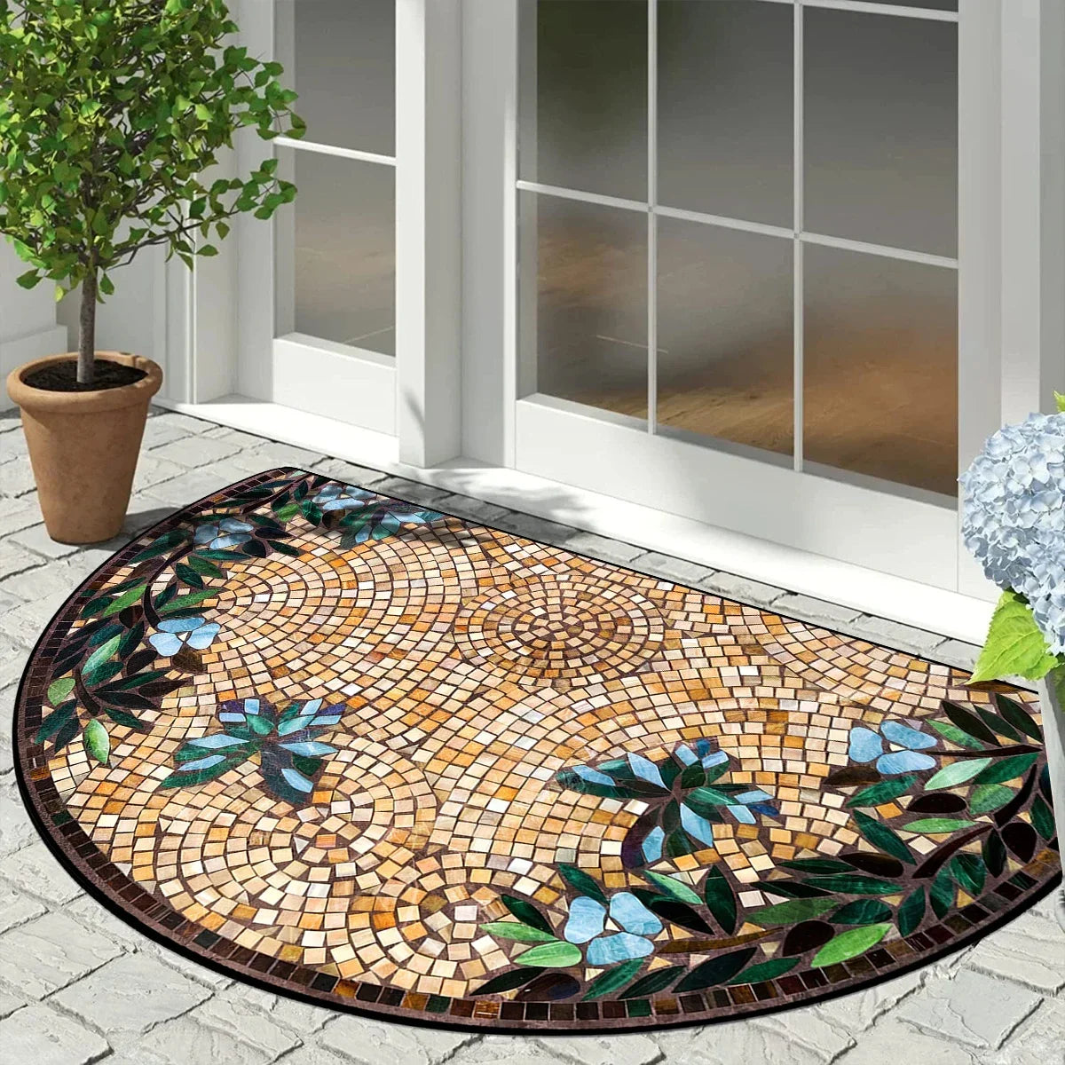 VIKAMA Semi-Circular Mosaic Non-Slip Door Mat