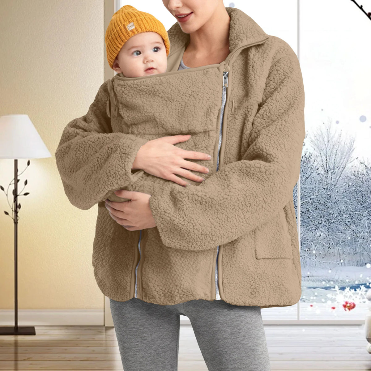 2-in-1 Warm Fleece Maternity Baby Carrier Sweatshirt