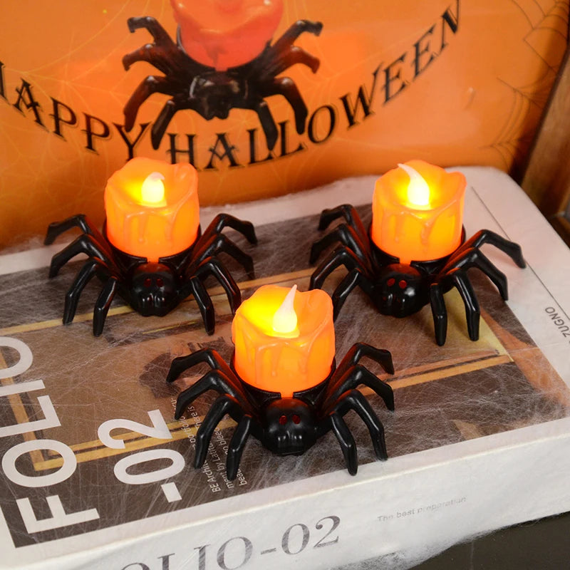 LED Spider Pumpkin Halloween Candle Light
