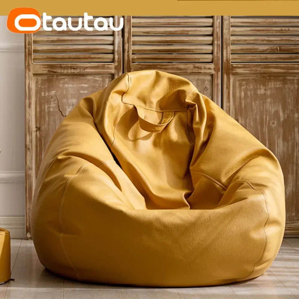Filled 70 cm Faux Leather Bean Bag Sofa