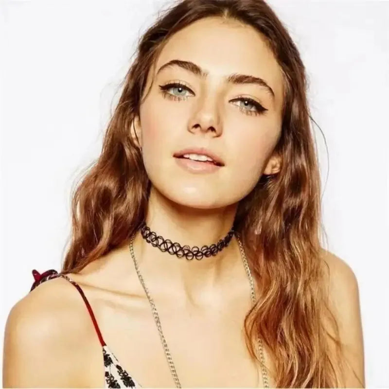 Vintage Black Braided Choker Necklace