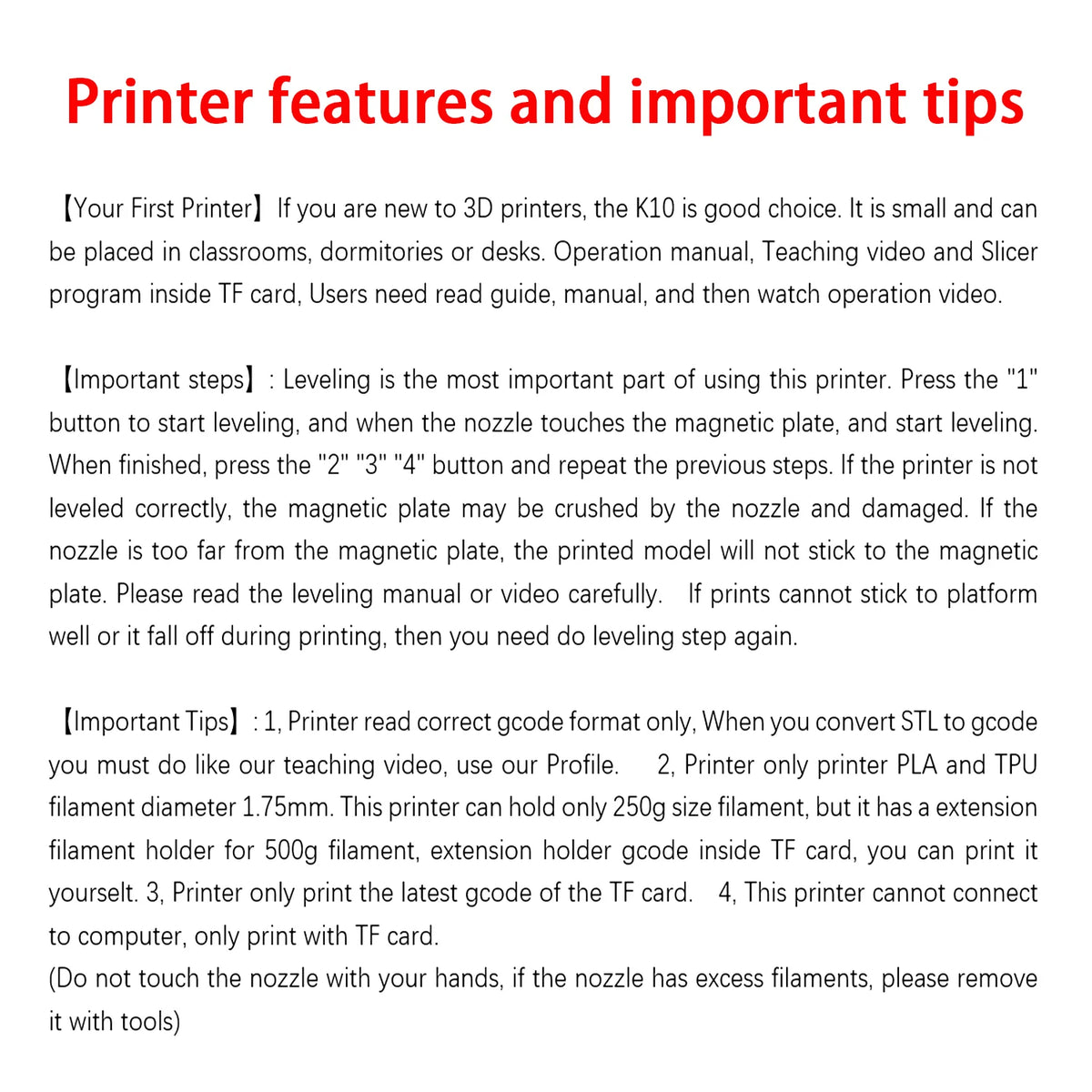 EasyThreed K10 Entry-Level 3D Printer