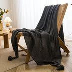 Nordic Waffle Knit Throw Blanket with Tassels