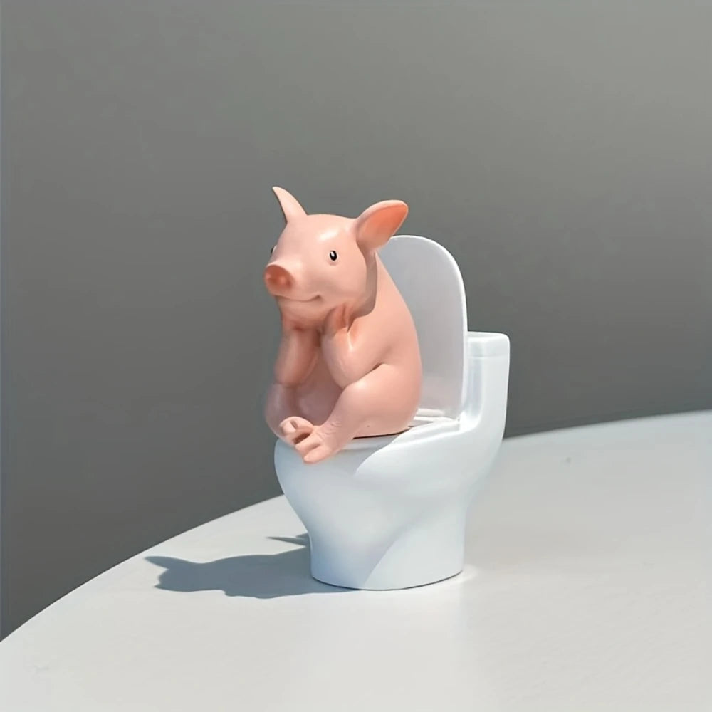 Funny Pig Bathroom Statue
