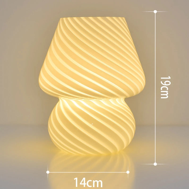Glass Striped Mushroom Lamp