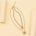 Vintage Butterfly Pendant Snake Chain Necklace