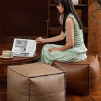 Unstuffed PU Leather Storage Ottoman Cover