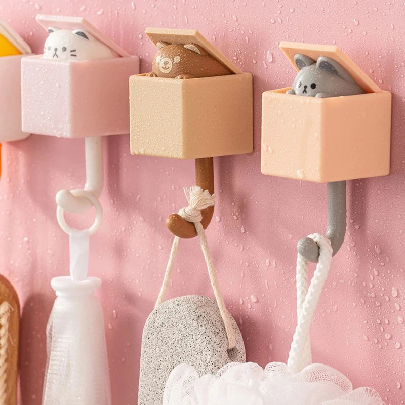 Adhesive Cartoon Cat Wall Hooks