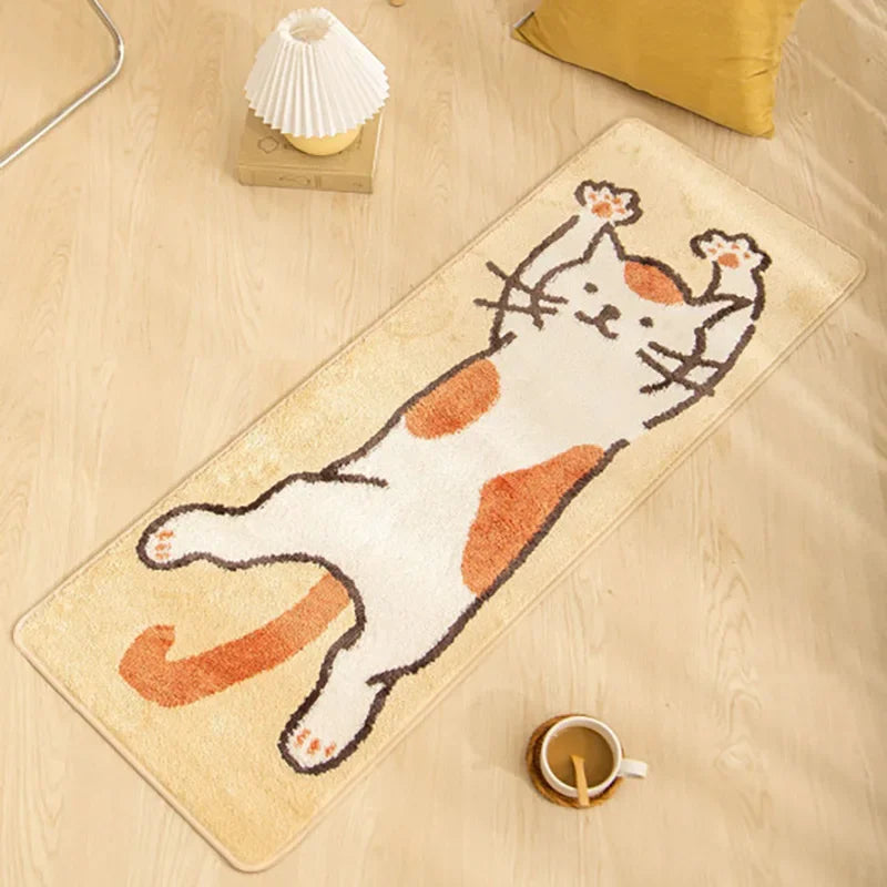 VIKAMA Cartoon Cat Bedside Runner Rug