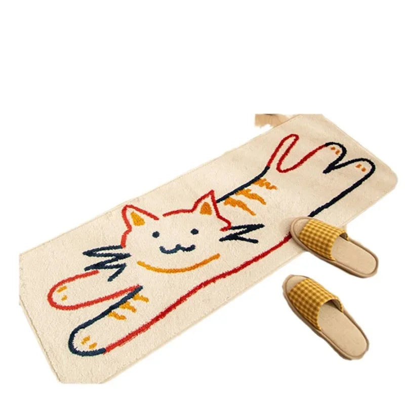 VIKAMA Cartoon Cat Bedside Runner Rug