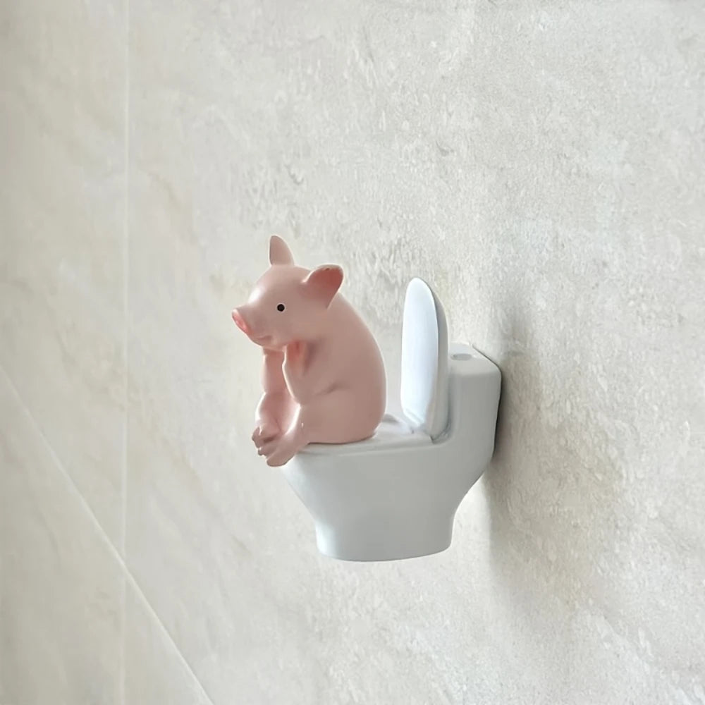 Funny Pig Bathroom Statue