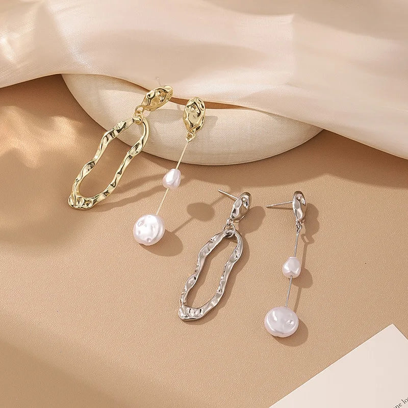 Asymmetrical Baroque Pearl Stud Earrings