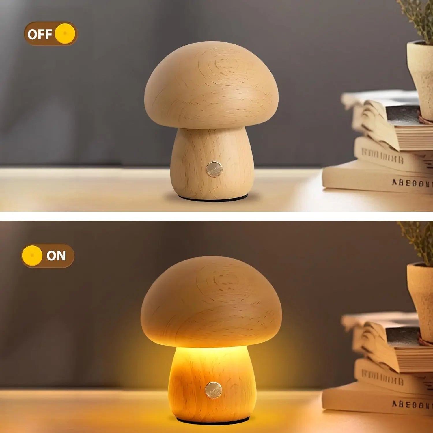 Wooden Mushroom Night Light