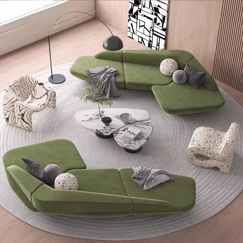 Modern Curved Lounge Sofa & Side Table Collection