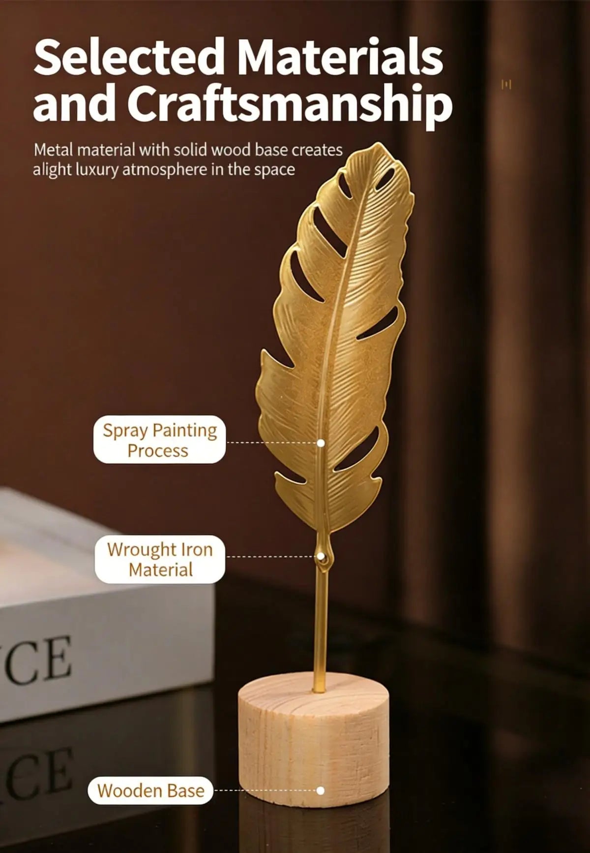 Gold Iron Ginkgo Leaf Ornament