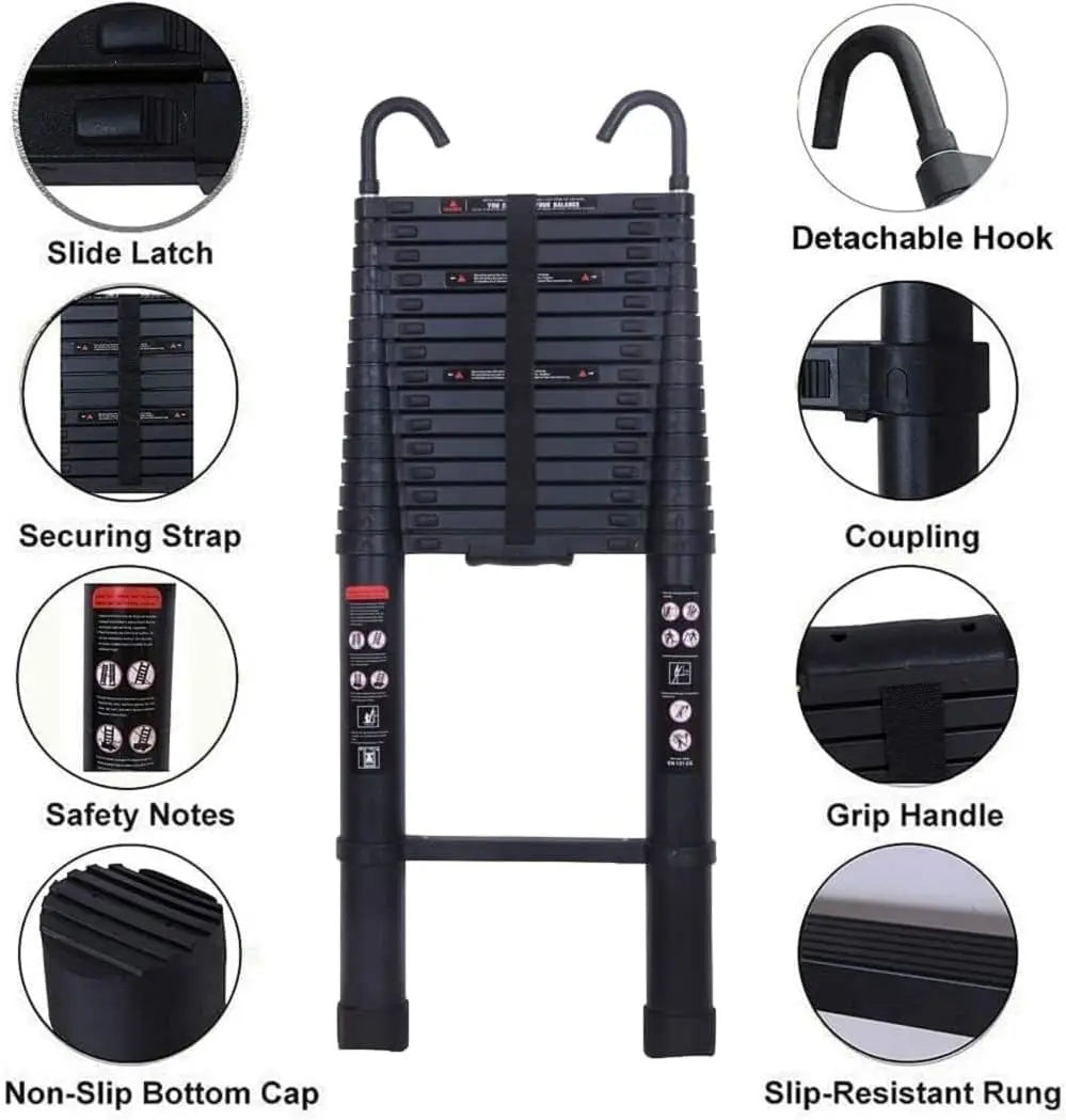 DayPlus 6.2m Telescopic Aluminium Ladder with Hook