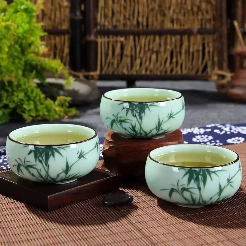 Hand-Painted Celadon Ceramic Teacup 80ml