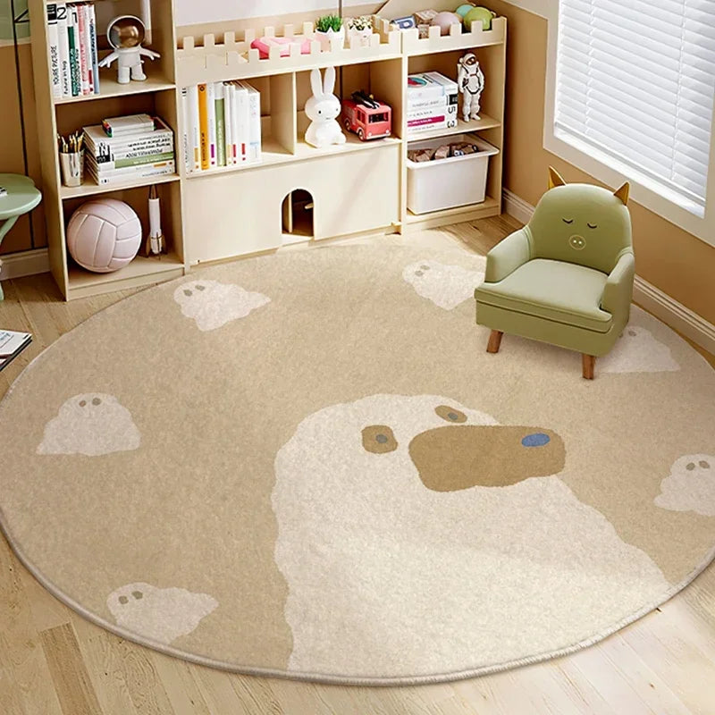 Cartoon Lion Round Plush Area Rug