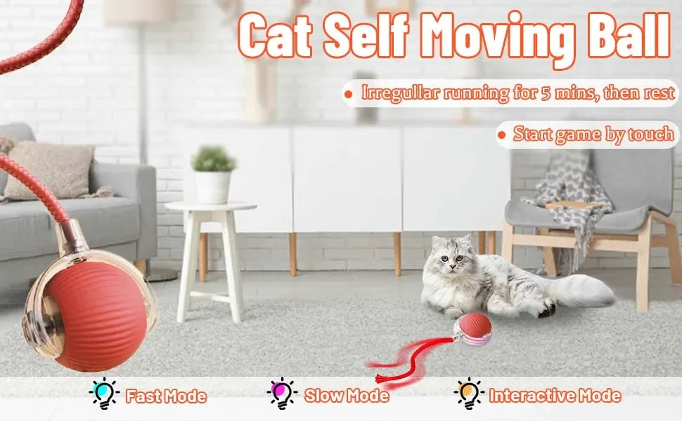 Rechargeable Auto-Rolling Interactive Cat Ball