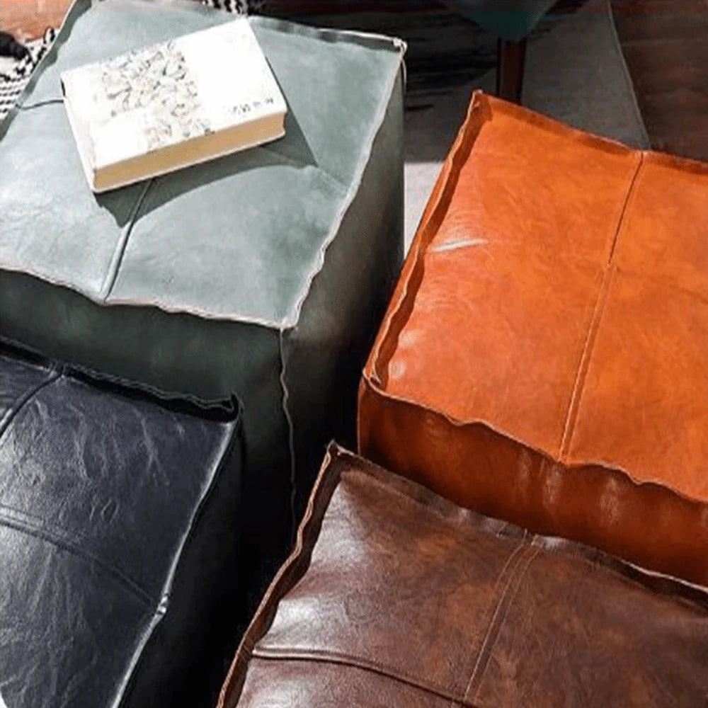 Unstuffed PU Leather Storage Ottoman Cover