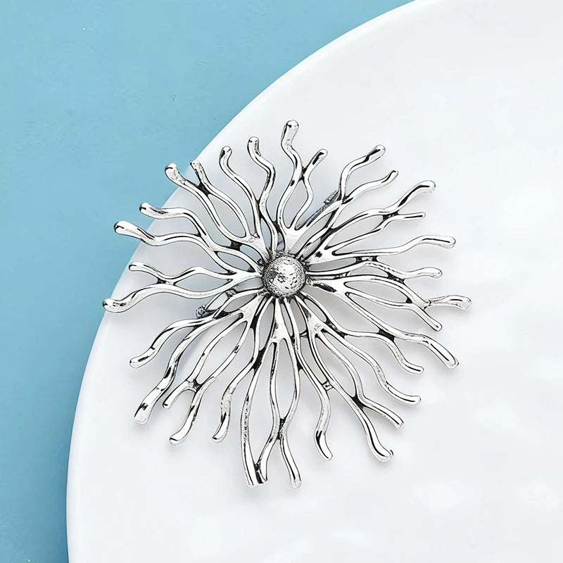Vintage Sunburst Rhinestone Brooch