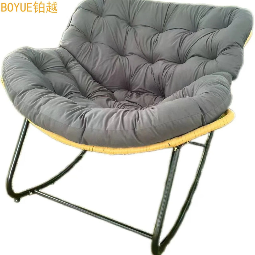 Oversized Cushioned Metal Rocking Chair
