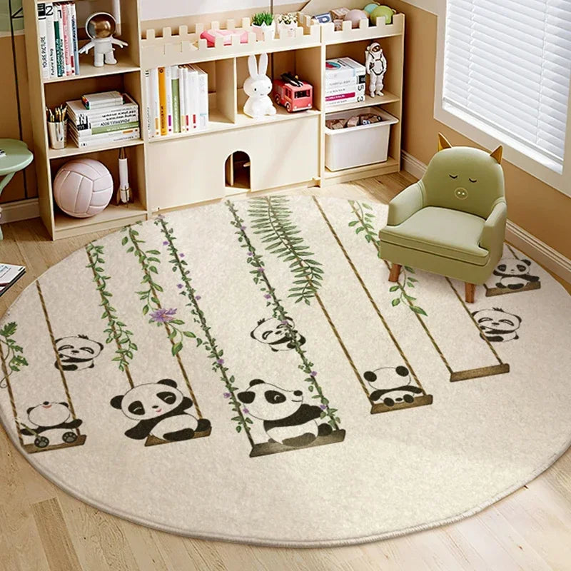 Cartoon Lion Round Plush Area Rug