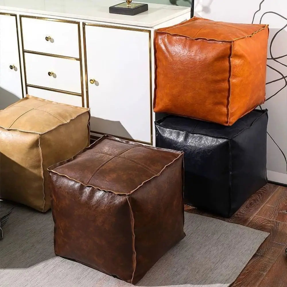 Unstuffed PU Leather Storage Ottoman Cover