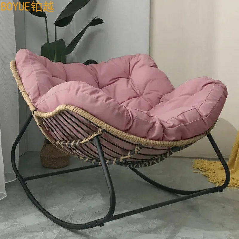 Oversized Cushioned Metal Rocking Chair