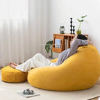 Linen Single Bean Bag Chair with Liner
