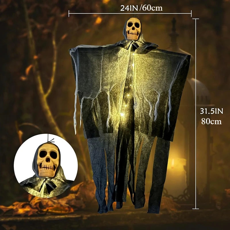 Glowing Skull Hanging Ghost Halloween Decoration