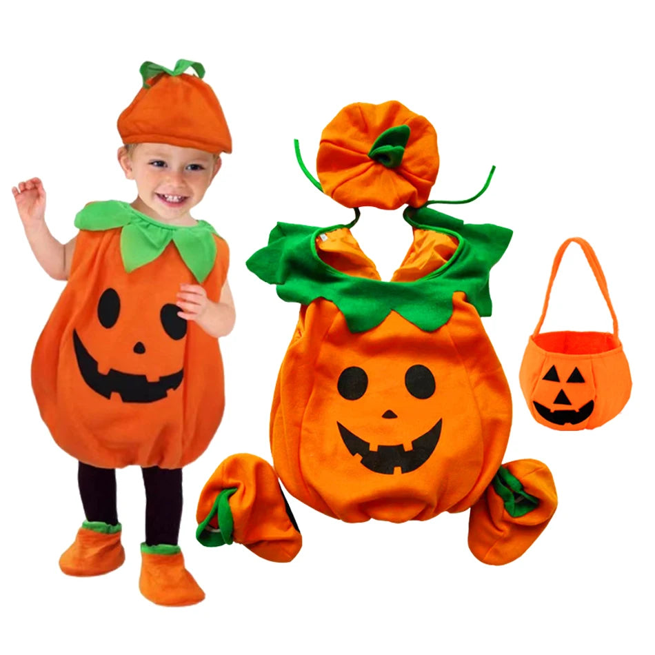 Kids Pumpkin Halloween Costume with Hat