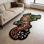 Crocodile Skull Irregular Area Rug