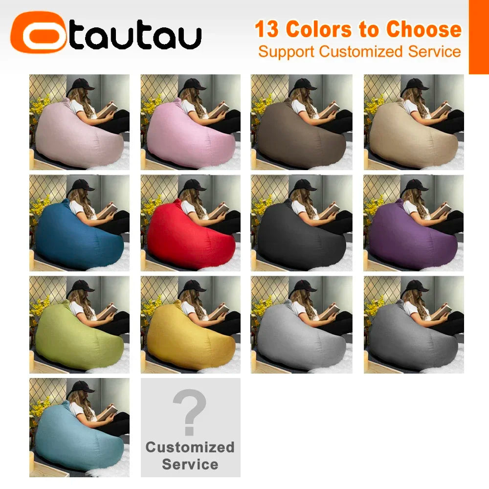Filled 70 cm Cotton-Linen Bean Bag Chair