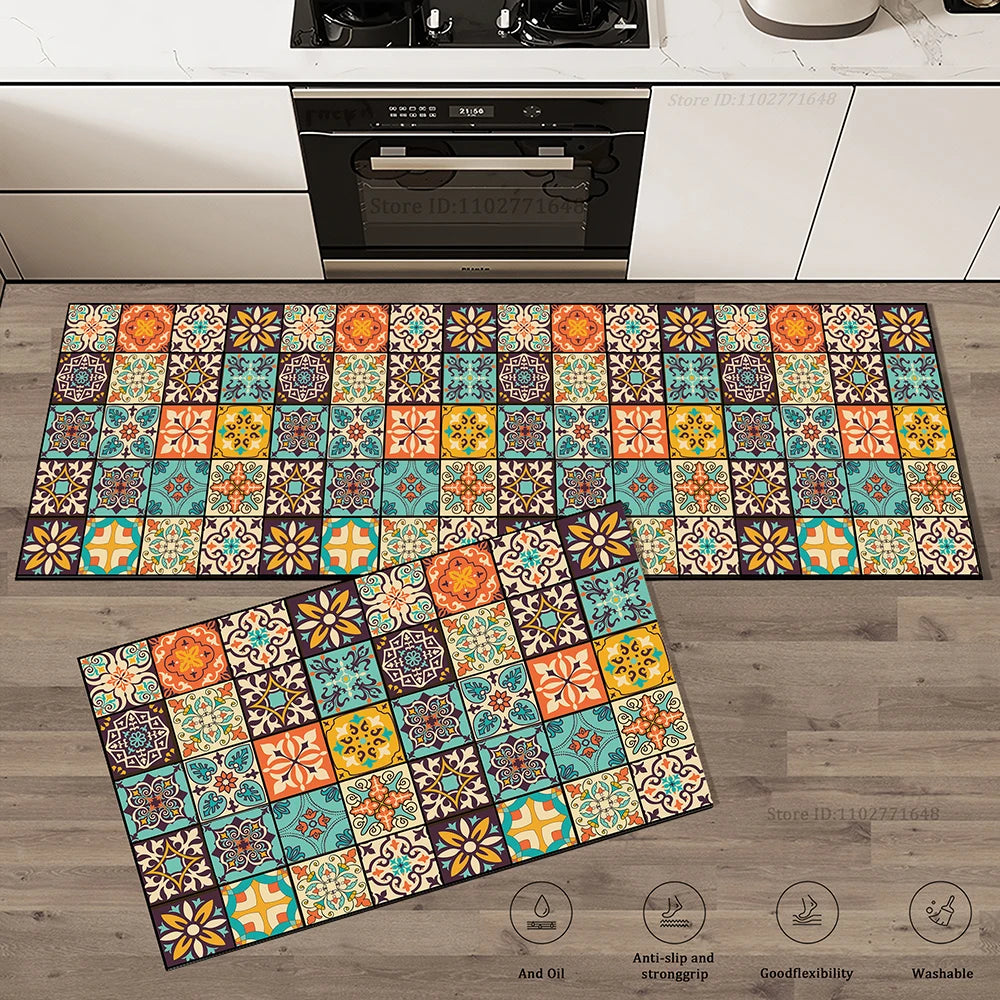 Retro Non-Slip Absorbent Kitchen Runner Mat