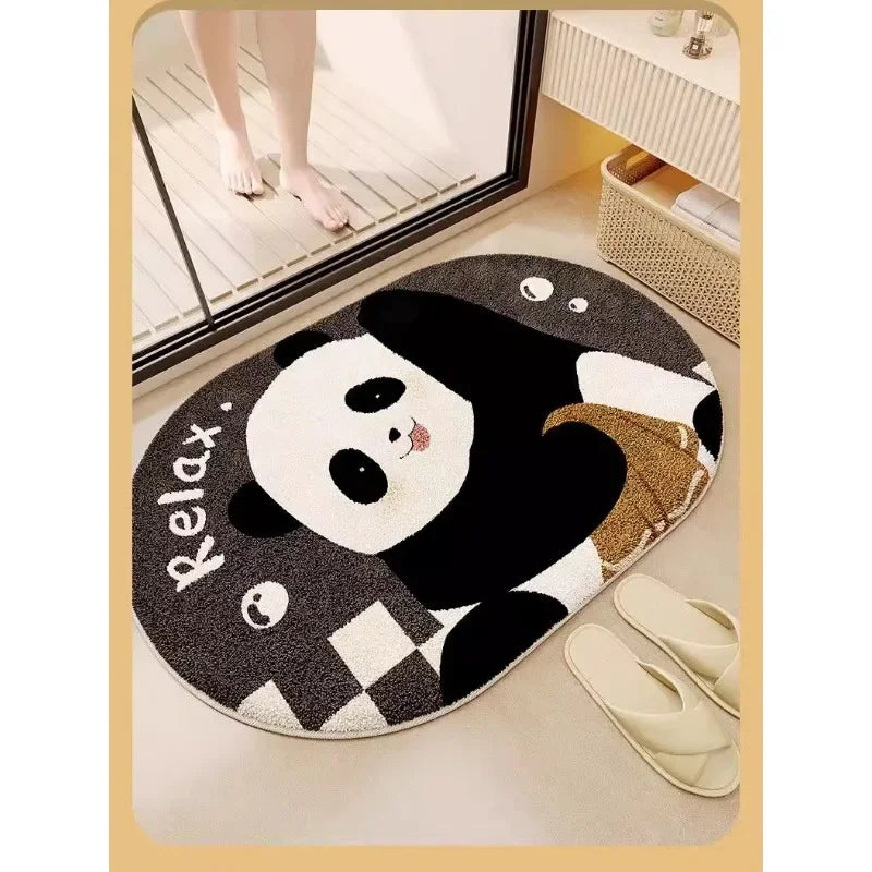 Cartoon Panda Imitation-Cashmere Floor Mat