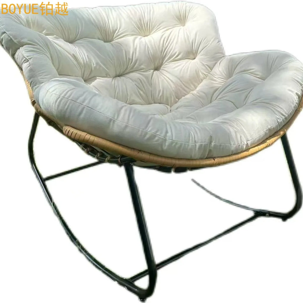 Oversized Cushioned Metal Rocking Chair