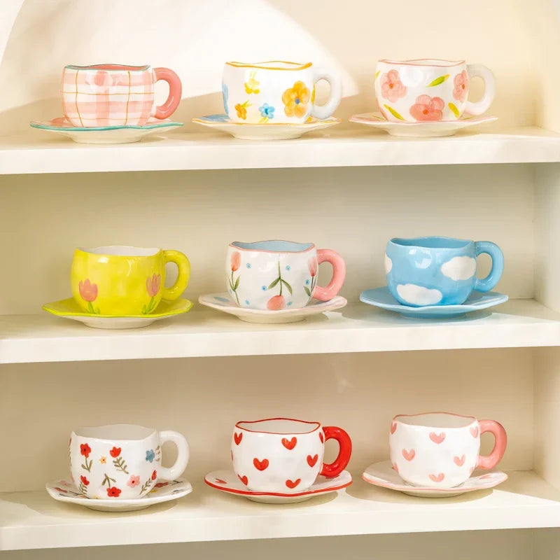 Hand-Painted Korean-Style Ceramic Mug 300ml