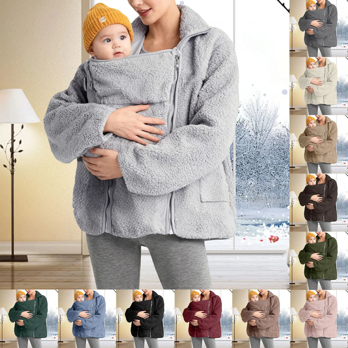 2-in-1 Warm Fleece Maternity Baby Carrier Sweatshirt