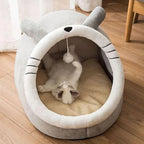 Foldable Cat Cave Bed with Removable Cushion